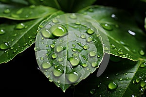 Natures plea green leaf signifies Earth conservation, water drop as backdrop