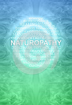 Naturopathy theme wall art blue green word cloud