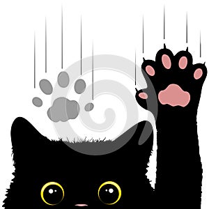 Naughty Cat sliding on window Funny Character Vector Illustration