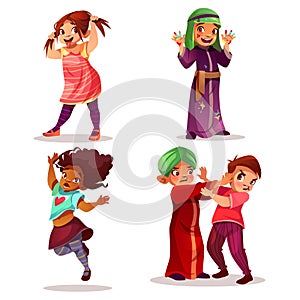 Naughty children misbehavior vector illustration