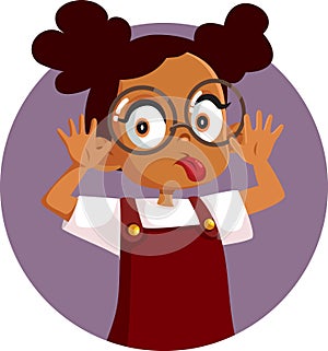 Naughty Girl Making Faces Being Rude Vector Cartoon Illustration