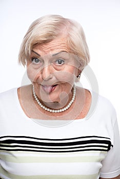 Naughty granny making faces