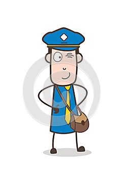 Naughty Mailman Character Winking Eye Face Vector