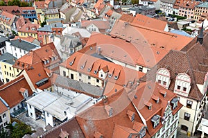 Naumburg, Germany, top view of the old central part of the medieval town