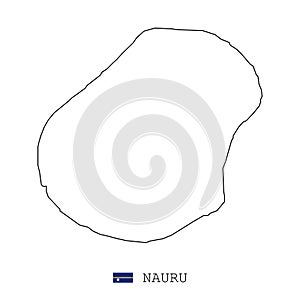 Nauru map line, linear thin vector simple outline and flag. Black on white