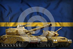 Nauru tank forces concept on the national flag background. 3d Illustration
