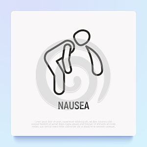 Nausea thin line icon. Modern vector illustration of vomiting