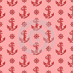 A nautical anchor seamless pattern.