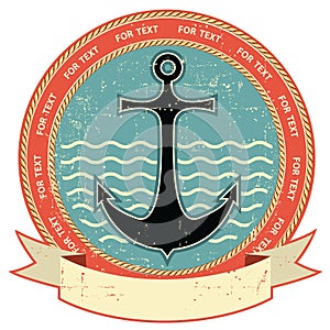 Nautical anchor.Vintage label