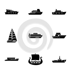 Nautical boat icons set, simple style