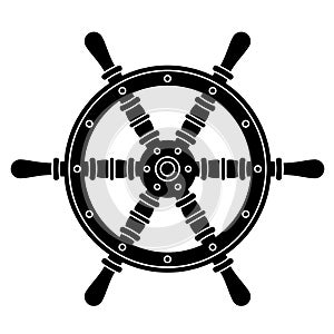 Nautical boat steering wheel silhouette