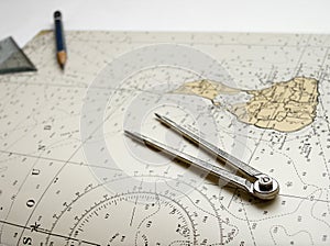 Nautical chart dividers pencil