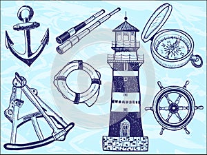 Nautical collection - hand-drawn illustration