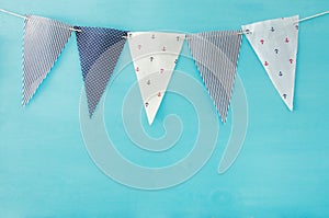 Nautical concept flags. Carnival and Birthday party background.