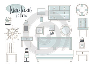 Nautical Decor for Bedroom icon set