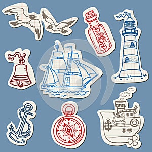 Nautical doodles on Torn Paper