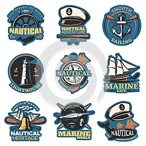 Nautical Emblem Set In Color