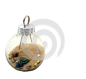 Nautical Glass Ball Ornament with Sand, Shells and Glitter