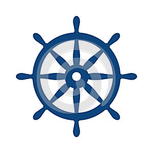 Nautical helm. Ship and boat steering wheel sign. Boat wheel control icon. Rudder label