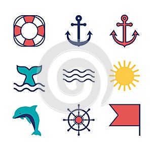 Nautical icon set vector illustration design elements