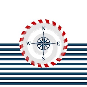 Nautical illustration with compass and stripes