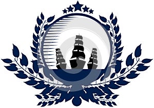 Nautical logo in blue tones