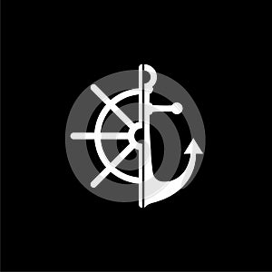 Nautical logo icon isolated on dark background