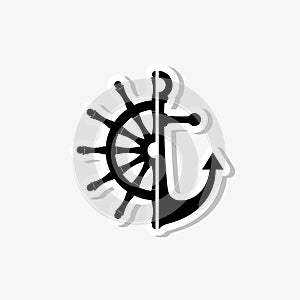 Nautical logo sticker isolated on gray background