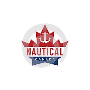 Nautical Maple Logo stock vector . Canadian Nautical Logo .