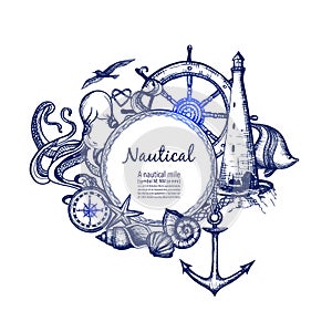 Nautical marine composition icon doodle