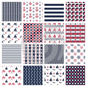 Nautical or marine seamless patterns