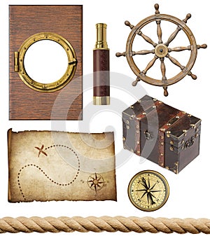 Nautical objects set isolated