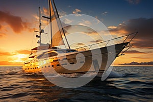 Nautical opulence a luxury yacht cruises in golden serenity as the sun sets