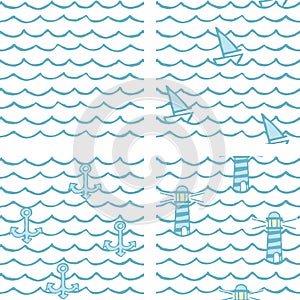 Nautical patterns, light blue