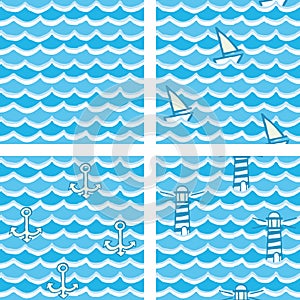 Nautical patterns, light blue