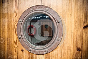 Nautical porthole, close-up