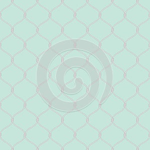 Nautical rope seamless fishnet pattern on light blue background