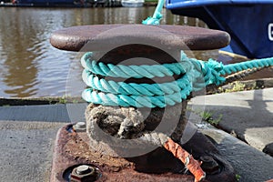 Nautical Rope Tied on Old Metal