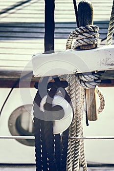 Nautical ropes on sailboat