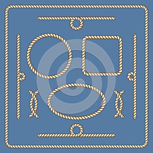 Nautical ropes vector frames set