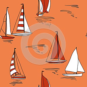 Nautical sail boat print seamless pattern
