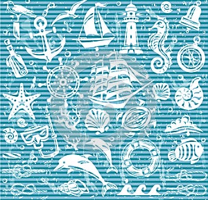 Nautical and sea icons set