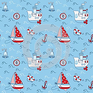 Nautical Sea Seamless Pattern