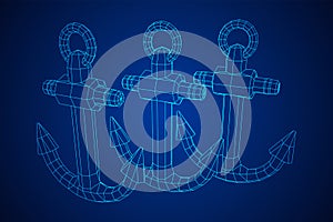 Nautical sea ship anchor vector