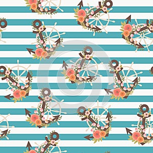 Nautical seamless pattern