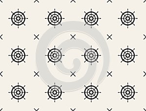 Nautical seamless pattern with anchors, vector.