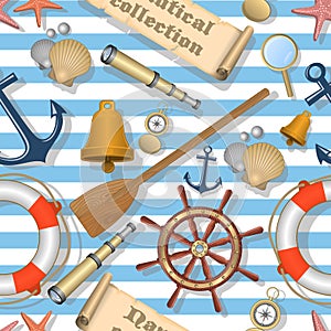 Nautical seamless pattern with background