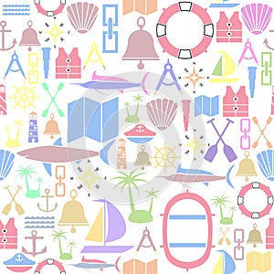 Nautical seamless pattern background icon
