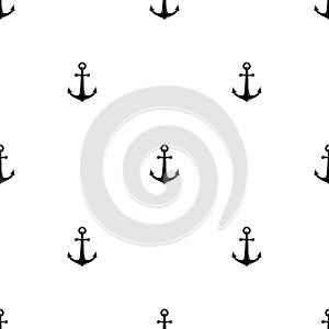 Nautical seamless pattern with black anchors on white. Ship and boat style ornament.