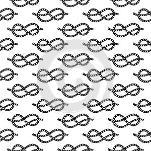 Nautical seamless pattern with rope sea knot